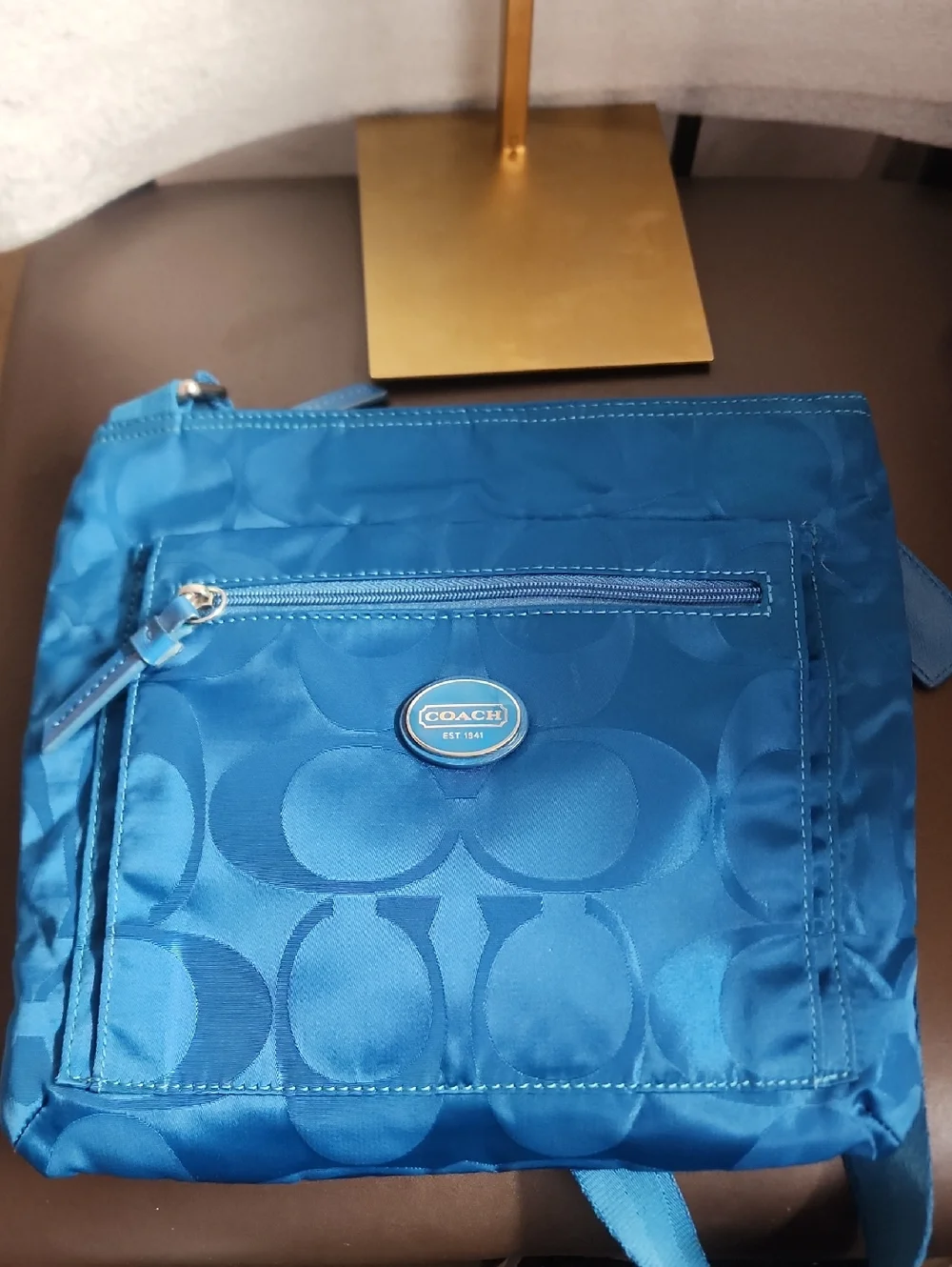 Coach Euc 2013 Turquoise Blue Signature Crossbody Bag - Picture 4 of 10